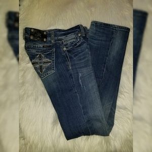 MISS ME CROSS EMBELLISHED JEANS